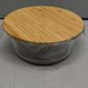 Microwave Safe Glass Trifle Bowl with Bamboo Lid, 1300 Ml/44 Oz Food Storage Container, Clear with Wooden Lid, Ideal for Kitchen and Travel Storage 4 PCS