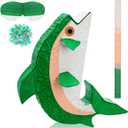 Fish Piata with Stick, Blindfold and Confetti, Fish Shaped Piata for Go Fishing Party Animal Theme Birthday Decorations for Birthday Party(Fish)