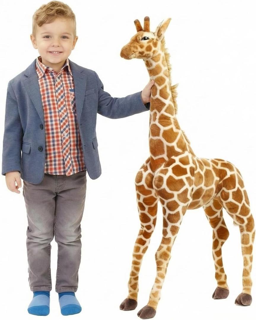 Meooeck 31.5 Inch Giant Giraffe Stuffed Animal, Large Plush Toy for Kids Lifelike Standing Toys Stuffed Tall Giraffe for Birthday, Nursery Home Decor