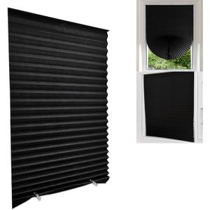 Blackout Blinds for Windows Cordless Blinds Temporary Shades Blinds No Drill Mini Blinds Black Out Blinds for Window of Bedroom, Bathroom, Kitchen Office (Black-high Shading, 23.6 * 59"(60 * 150cm))
