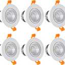 3 Inch LED Recessed Downlight, 5W COB Ceiling Light with Driver, 3000K/4000K/6000K, CRI92, 410lm, 50W Halogen Bulb Equivalent Lighting Fixture, FCC Certification (6 Pack - Round)