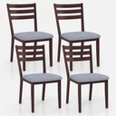 Dining Chair Set of 4 w/ Solid Rubber Wood Frame Hollow Curved Backrest