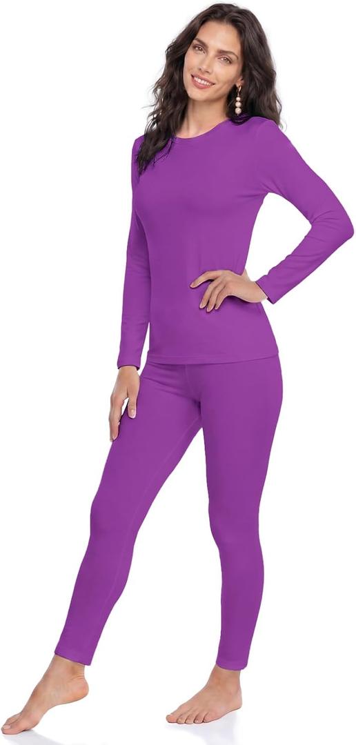 WEERTI Thermal Underwear for Women Long Johns with Fleece Lined Base Layer Women Cold Weather Top Bottom (Purple, XS)