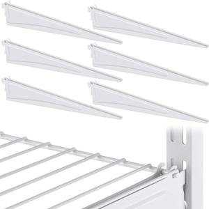 Adjustable Locking Shelf Bracket 16 Inch Shelf Brackets Heavy Duty Wire Shelving Brackets for Deep Wire Shelving Double Track System(White,6 Pcs)