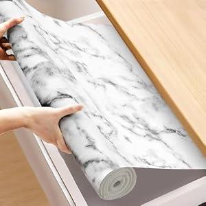 Moriah Shelf Liner Non Adhesive, Kitchen Drawer Liner Non Slip Waterproof Thickened Cabinet Protector for Bathroom Dresser Shelves Pantry(Marble,17.5'' x 20')