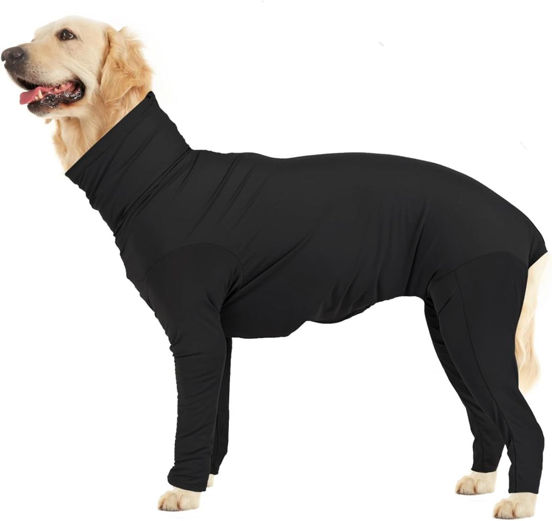 Hamiledyi Dog Onesie Anti-Licking Dog Bodysuit Spay Surgical Recovery Suit for Dogs Pet Cone Alternative After Surgery Full Body Dog Shedding Suit for Female Male Neuter Dogs Claming Pajamas (XL) (Black)