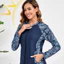 Halcurt Women's Full Zip Long Sleeve Rash Guard Swim Top with Pockets UPF50+ Quick Dry Swimsuit (M)