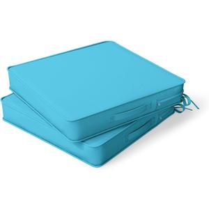 Outdoor Chair Cushions Patio Funiture Chair Seat Cushion 17 L X 16 W X 3 H Waterproof & Fade Resistant Square Sofa Couch Chair Pads with Non-Slip Bottom &Handle & Adjustable Straps Set of 2