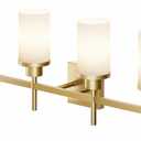 Wall Light Fixtures 4-Light Over Mirror, Gold Vanity Lights with White Frosted Glass Shade, Wall Sconces for Bathroom Washroom Kitchen T001GD-L4