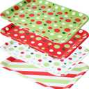 4 Pcs Christmas Serving Tray 13 x 10 Inch Reusable Serving Platter Plates Xmas Dessert Platter Dishes Christmas Party Decorations for Food Snacks Cookies Supplies(Polka Dots)
