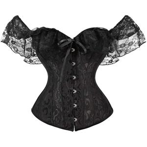 SHYMMUO Black Corset Top for Women Off Shoulder Lace Up Gothic Renaissance Steampunk Corset Tops Sexy Bustier for Halloween Costumes (XS,Black)