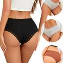 Sth Big Cotton Underwear for Women High Waisted Womens Underwear Pack Sexy Lace Edge Bikini Cheeky Panties Girls Brief (Large, A 6 Pack(black*1 White*1 Orange*1 Grey*1 Beige*1 Pink*1))