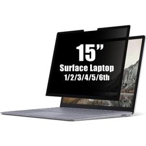 FILMEXT Privacy Screen Protector for Microsoft Surface Laptop 3/4/5th Gen 15 inch Model 1952 1953 1978 1979 1873 1872, Full Removable Surface Laptop Privacy Screen 15" Anti-Spy Anti-Glare Blue Light Filter
