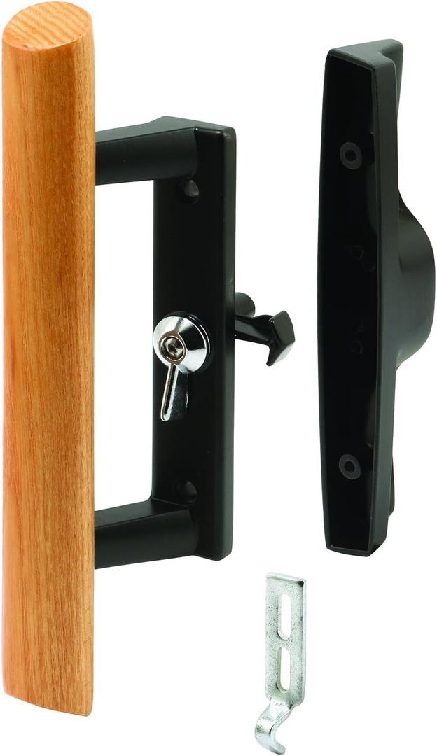 Prime-Line C 1107 Black Diecast with Hardwood Handle Surface Hook Sliding Patio Door (Single Pack)
