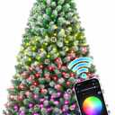 HOLLO STAR 6 ft Prelit Christmas Tree with 250 LED Lights, App Control, Artificial Christmas Tree, Multi-Color RGBW Lights, 914 Flocked Frosted Tips, 58 Pine Cones, Metal Base, for Home, Party