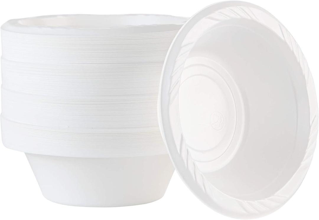 100 Count Disposable 5 ounce White Plastic Dessert Bowls