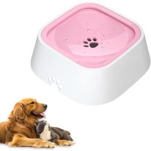 No Spill Water Bowl for Dogs and Cats - Mess Free Dog Water Bowl No Spill for Dog Hydration - Slow Water Bowl for Dogs - Dripless and Zero Splash Dog Water Bowl Dispenser - Keeps Floors Dry (Pink)
