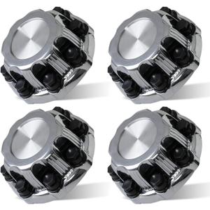 (Set of 4) Chrome Wheel Center Caps 8 Lugs Compatible with Select 16 Inch Van & Truck - Replacement 15039489, 15039488, 9597169, 9597170
