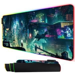 RGB Mouse Pad, XXL LED Gaming Mouse Mat Heavy Duty Anty Slip 35.4 * 15.7 Inches greencity (90x40 rg greencity)
