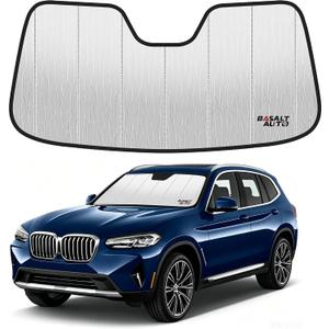 Windshield Sun Shade Compatible for 2018-2024 BMW X3 Silver Reflective Foldable Front Sun Visor Sunshade Protector with Storage Bag Keep Interior Cool