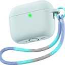 Matekxy for Airpods Pro 3 Case 2025 Cute - for Airpod Pro3 Generation Soft Silicone Cover with Lanyard & Keychain, Shockproof Scratch Resistant for Women, Commuters and Travelers, Morandi Green