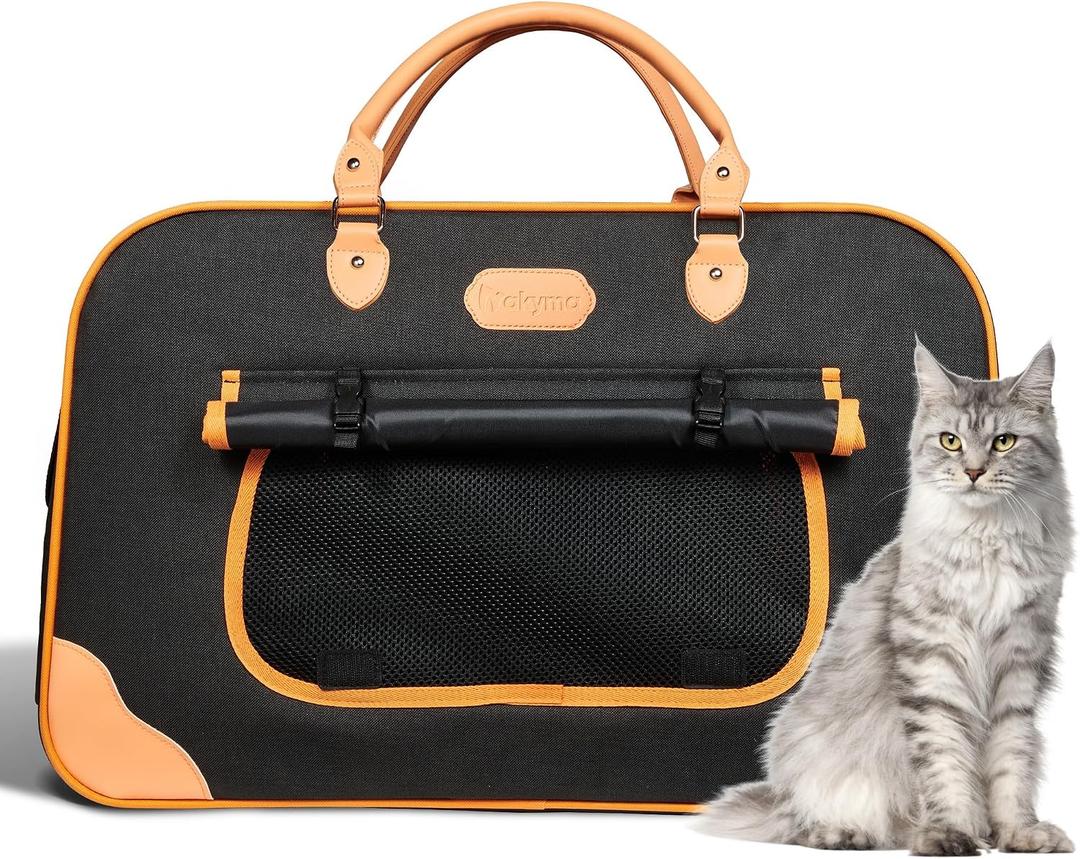 Large Cat Carrier Soft Sided Pet Carrier for 2 Cats, 2-in-1 Foldable Cat Bag Carrier with Removable Divider for Large Cats Small Dogs up to 50 LBS, Ventilated Two Cat Carrier for Travel, 24"x14"x15.5"