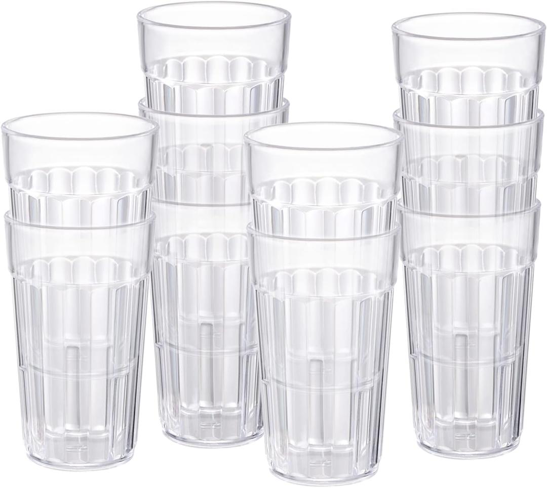 Honla 10 oz Small Drinking Glasses,BPA Free Cups,Unbreakable Plastic Tumblers,Set of 10 Highball Water Juice Cups for Kids/Adults,Dishwasher Safe,Clear
