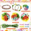 Zeyune 20 Sets Spring Tea Party Favor Flower Crowns Making Kit, Make Your Own Flower Crown Wreath Garland Headbands Craft Kit Handmade DIY Fairy Floral Hair Accessories Gift for Women