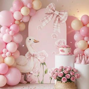 Novabright 2 Pcs One Silly Goose Party Decoration 5ft and 2.5ft Pink Bow 1st Birthday Silly Goose Cardboard Cutout Standup Photo Props Backdrops for Girls 1st Birthday Baby Shower Supplies