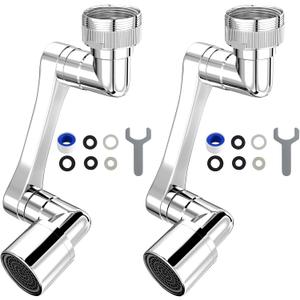 1080 Swivel Faucet Extender, Heavy Duty Rotating Sink Extension, Universal Swivel Multifunctional Robotic Arm, Rotating Splash Filter Extension Faucet Aerator for Kitchen Bathroom-2 Pcs