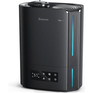 BREEZOME 6L Humidifiers for Bedroom Large Room & Essential Oil Diffuser, Ultrasonic Top Fill Cool Mist Humidifiers for Baby, Plants, Nursery Last up to 60 Hours, Smart Humidistat Control, Quiet, Black