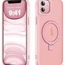 Compatible with iPhone 11 Case with Invisible Magnetic O-Ring Stand [Compatible with MagSafe][Great Grip Feeling], Pink
