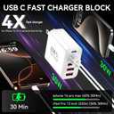 USB C Fast Charger Block, 65W GaN 6 Port USB C Wall Charger 30W Type C Charging Blocks, 3USB C+3USB A PPS/PD 3.0 Multiport Charging Cube for iPhone 17 16 15 14 Pro Max,for Galaxy S25 S24, iPad, 2 Pack
