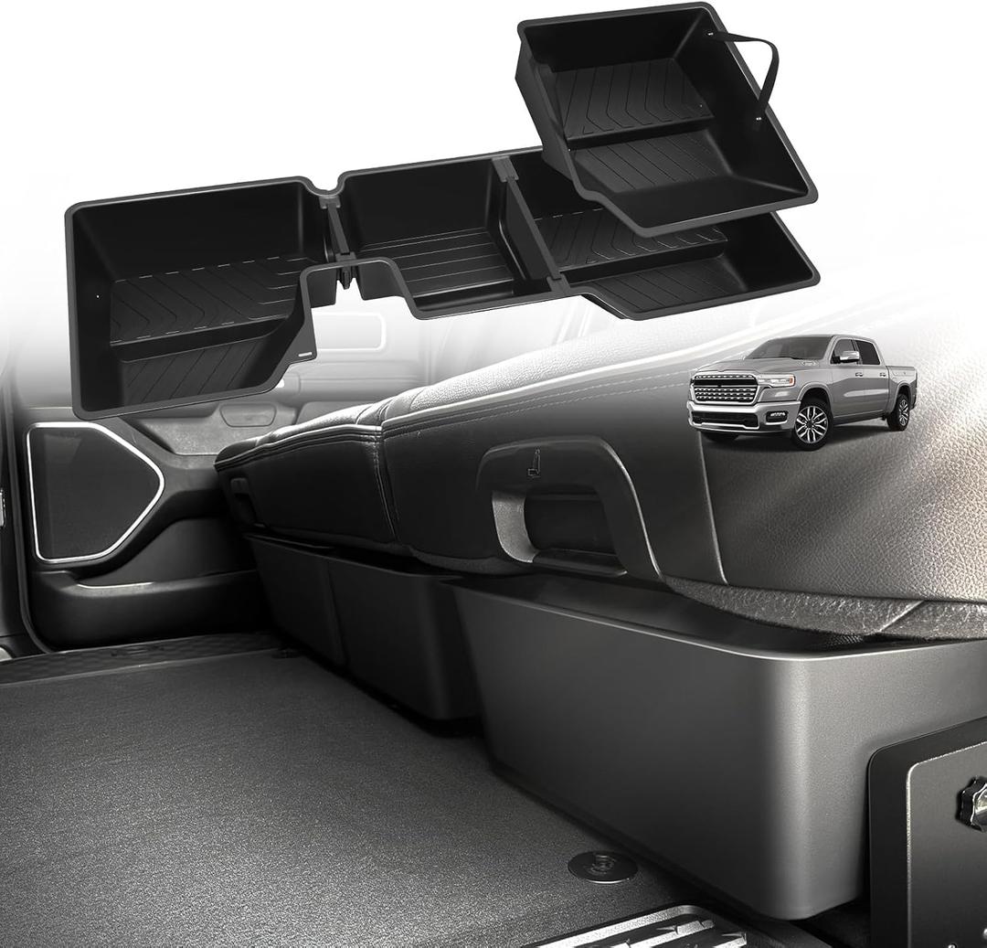 VaultsOnWheels Under Seat Storage Box Fit for Dodge Ram 1500 2026 2025-2019 Crew Cab Accessories, Console Organizer Truck Tool Box Custom Fit Detachable Underseat Organizer (Not for Classic Model)