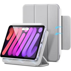 ESR for iPad mini 7 A17 Pro Case, iPad mini 7th/6th Generation Case (2024/2021), Slim Trifold Two-Way Stand, Powerful Magnetic Attachment, Durable Protection, Supports Pencil Pro&Pencil(USB-C), Grey