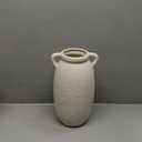 Dobbyby Ceramic Flower Vase 12 inch Farmhouse Rustic Vase Decorative Pottery Terracotta Tall Vases for Home Decor Table Mantle Fireplace Living Room Bathroom Wedding Centerpiece(Large-White)