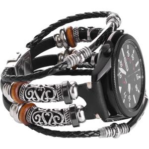 Compatible with Samsung Galaxy Watch 7&FE&6&5&4&3 Band/40mm 44mm/Watch 5 Pro/Watch 6&4 Classic 43mm/47mm/42mm/46mm/Active 2/Garmin Venu, 20mm Leather Bracelet Metal Buckle Strap for Women&Men