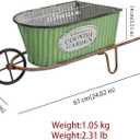24 Inch Rustic Large Flower Cart Farmhouse Metal Wheelbarrow Planters Vintage Distressed Green Country Garden Decorative Flower Pot for Patio Garden Balcony (Handcart)