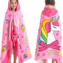 Kids Bath Towels, Kids Towel Girls Boys Hooded Beach,Bathroom,Pool Swim Towels 30  50 INCH Large Size Ultra Absorbent Cute Cartoon Animal Full Vitality 100% Cotton Wearable Wrap for Child (2024 Pink Unicorn)