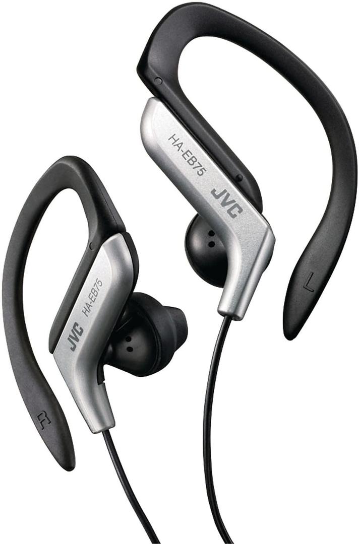 Clip Style Headphone Black and Silver Lightweight and Comfortable Ear Clip Splash Proof Water resistant Powerful Sound with Bass Boost JVC HAEB75S (1 Count (Pack of 1))