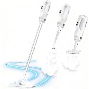 YKYI Steam Mop, Detachable 10 in 1 Multipurpose Steamer with 11 Attachments, Handheld Steam Cleaner for Home, Hardwood Floors, Laminate, Marble, Tile, Grout, Carpet, Windows, Furniture Cleaning