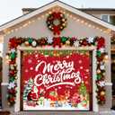 Christmas Decorations Garage Door Cover, Large Hanging Xmas Wall Decorations Christmas Banner for Outdoor Home Yard Garage Door Decorations Party Photo Backgrounds (7X8Ft, Red)