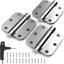 KOLET Self Closing Door Hinges, 3.5 x 3.5 Inches Door Hinges with Auto Close, 5/8" Radius Corners Spring Hinges, Heavy Duty Stainless Steel, No Pin Installation, Brushed Nickel, 3 Pack