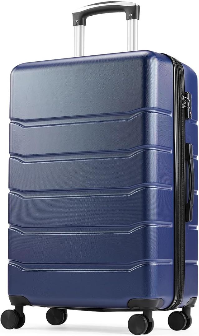 OLIXIS Central Hardside Expandable Luggage with Spinner Wheels, Blue, 24 in