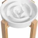 Elevated Slow Feeder Dog Bowl, 6.7" Ceramic Maze Dog Bowl with Stand