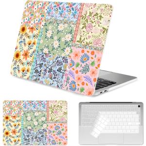 Seorsok Compatible with MacBook Air 13 Inch Case 2022 2021 2020-2018 Release A1932 A2179 M1 A2337 Touch ID,Colorful Blooming Flower Plastic Hard Shell Case with Keyboard Cover,Pink Floral