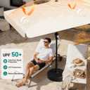 AreShark 6.5 x 10 FT Rectangular Valance Patio Umbrella, Outdoor Umbrella with Tilt and Crank, Market Table Umbrellas W/ 6 Ribs UV Protection for Garden, Deck, Backyard Pool, Cream White