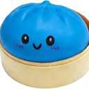 Squishy Baozi Dumpling Stress Relief Toy - Fun and Interactive Squeeze Sensation (Azure)