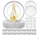 Brand: Tioncy
Tioncy 50 Set Clear Charger Plates Bulk 50 Beaded Plastic Charger Plates 13 Inch, 50 Napkin Rings, Acrylic Round Dinner Table Decorative Plate for Wedding Party Event(Clear and Silver)