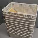 12 Pack Plastic Storage Baskets for Organizing, Storage Baskets for Shelves with Handles, Small Storage Bins with Labels, Organizer Baskets for Cabinet,Closet, Office